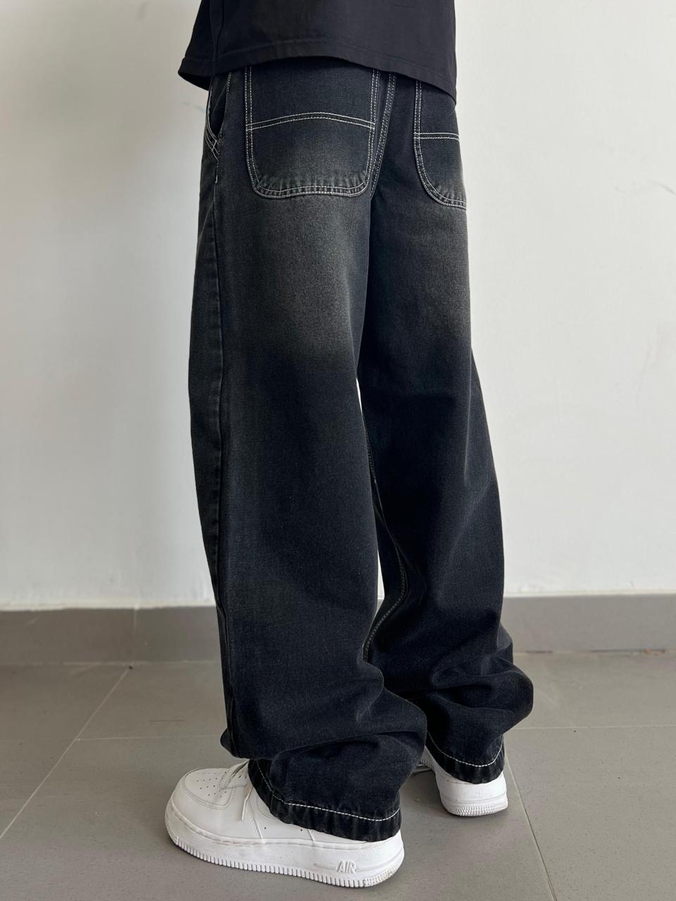 Faded Black Baggy Denim