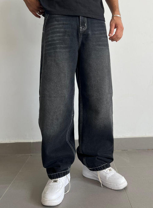 Faded Black Baggy Denim