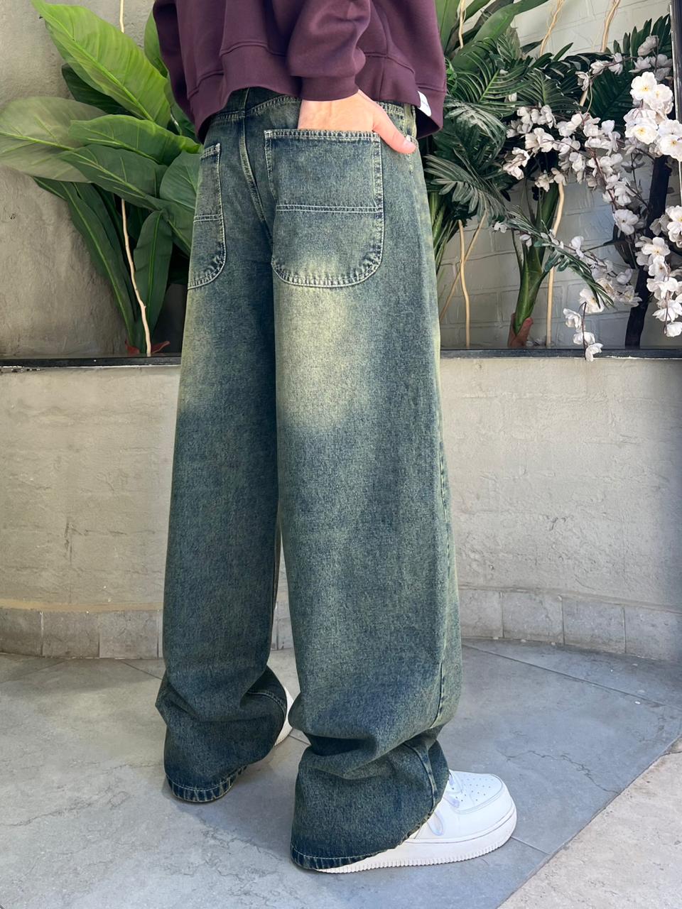 Greenish Whisker Vintage Baggy Denim