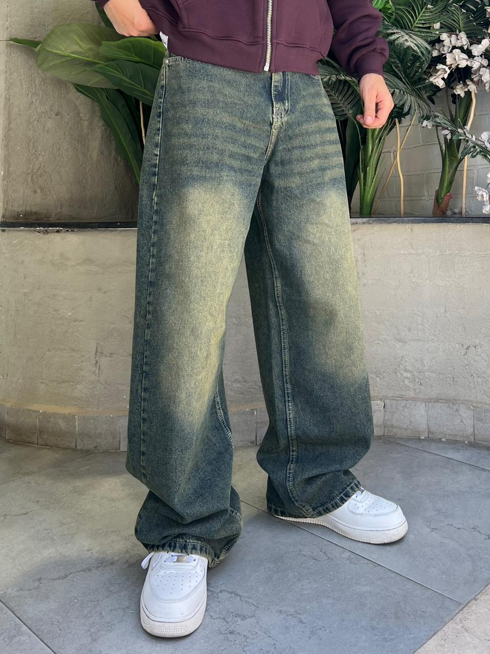 Greenish Whisker Vintage Baggy Denim