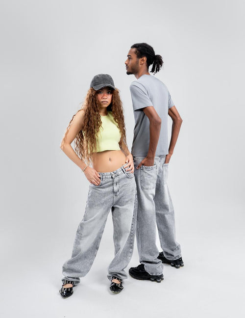 Ash Gray Drift Baggy Denim - Unisex