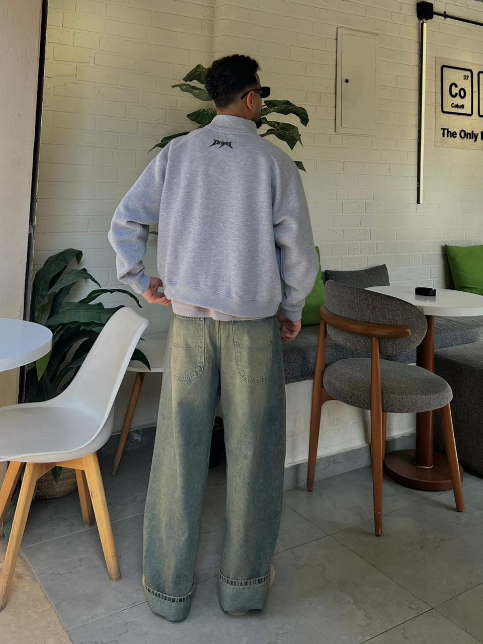 Gray Drip Edge Boxy Zip